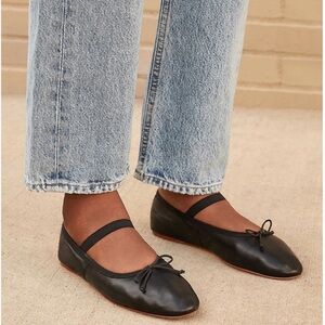 Loeffler Randall Leonie Ballet Flats in Black Leather, Size 11